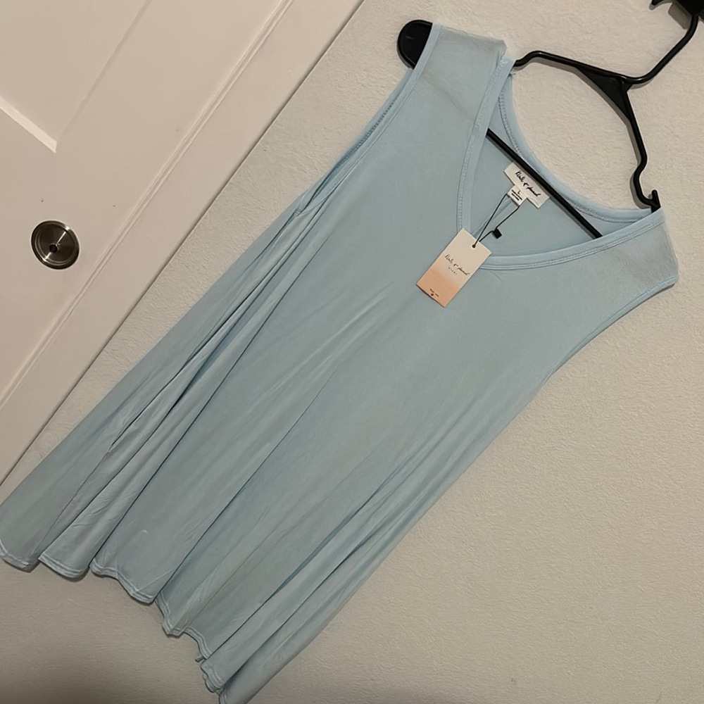 Blue Asymmetrical Sleeveless Tank Top